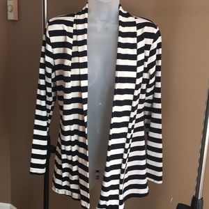 Navy and cream striped cardigan